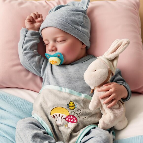 🆕17-Inch Full Body Vinyl Silicone Baby Doll Sleeping Boy with Feeding Toy - Picture 3 of 9